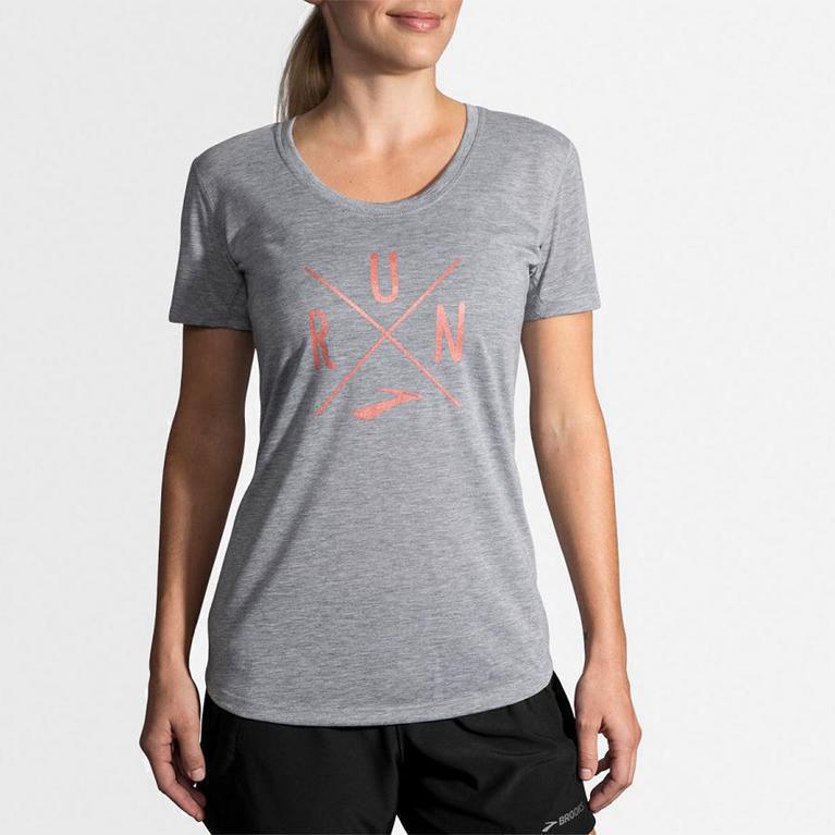 Brooks Distance Graphic Mujer Camiseta Sin Mangas - Grises (1320ZFTMR)